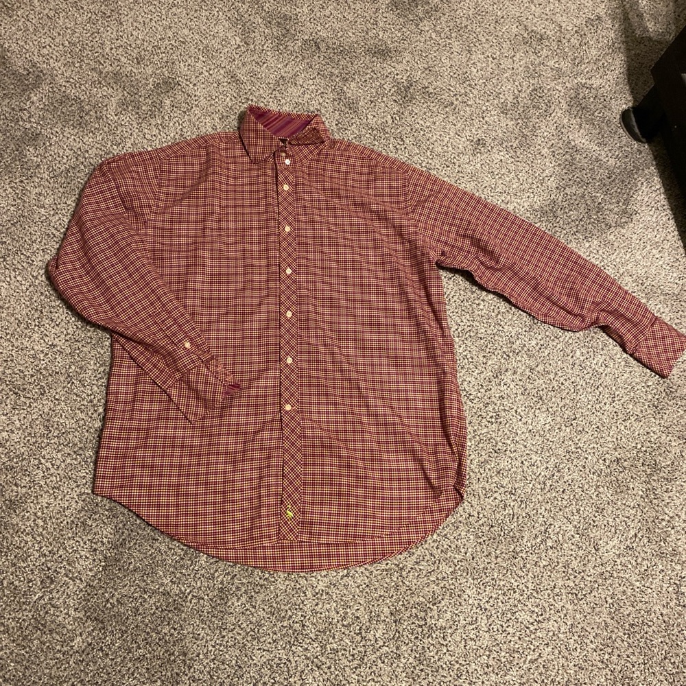 Tailorbyrd Men's Red Plaid Button Down Shirt